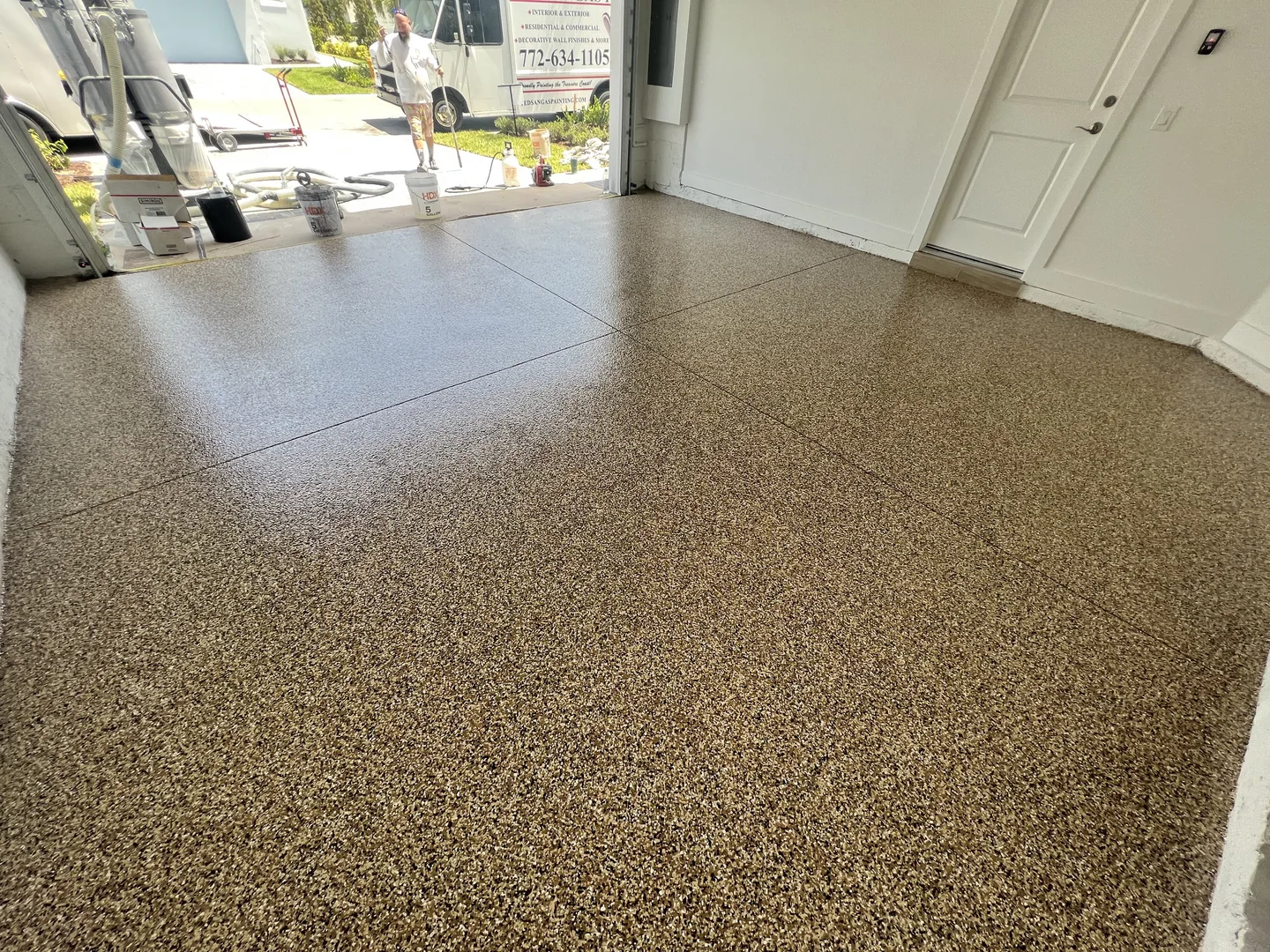 Tan Flake Garage Floor, Residential flooring project by Floor Kings Epoxy